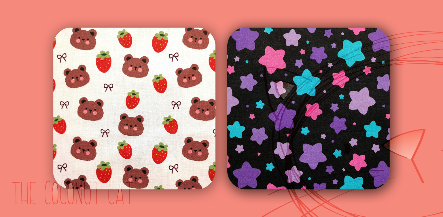 Due nuove stoffe: “Orsetti e fragole” e “Stelle colorate”
